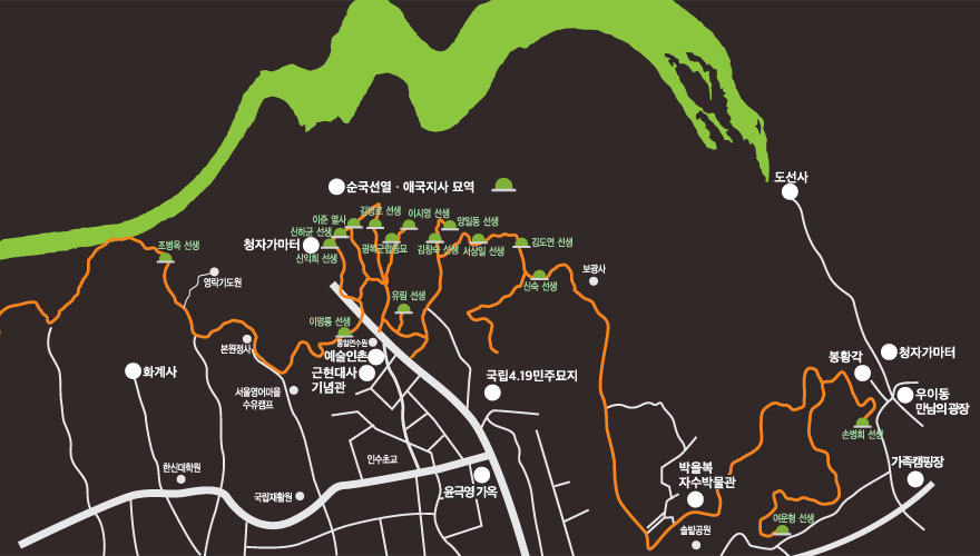 순국선열ㆍ애국지사 위치지도 이미지